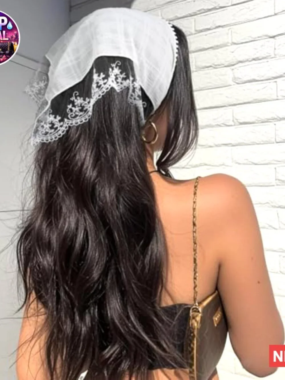 White Floral Lace Headband Scarf, Adjustable Tie-Back Design